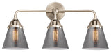 Small Cone Bath Vanity Light, Brushed Satin Nickel, Plated Smoke