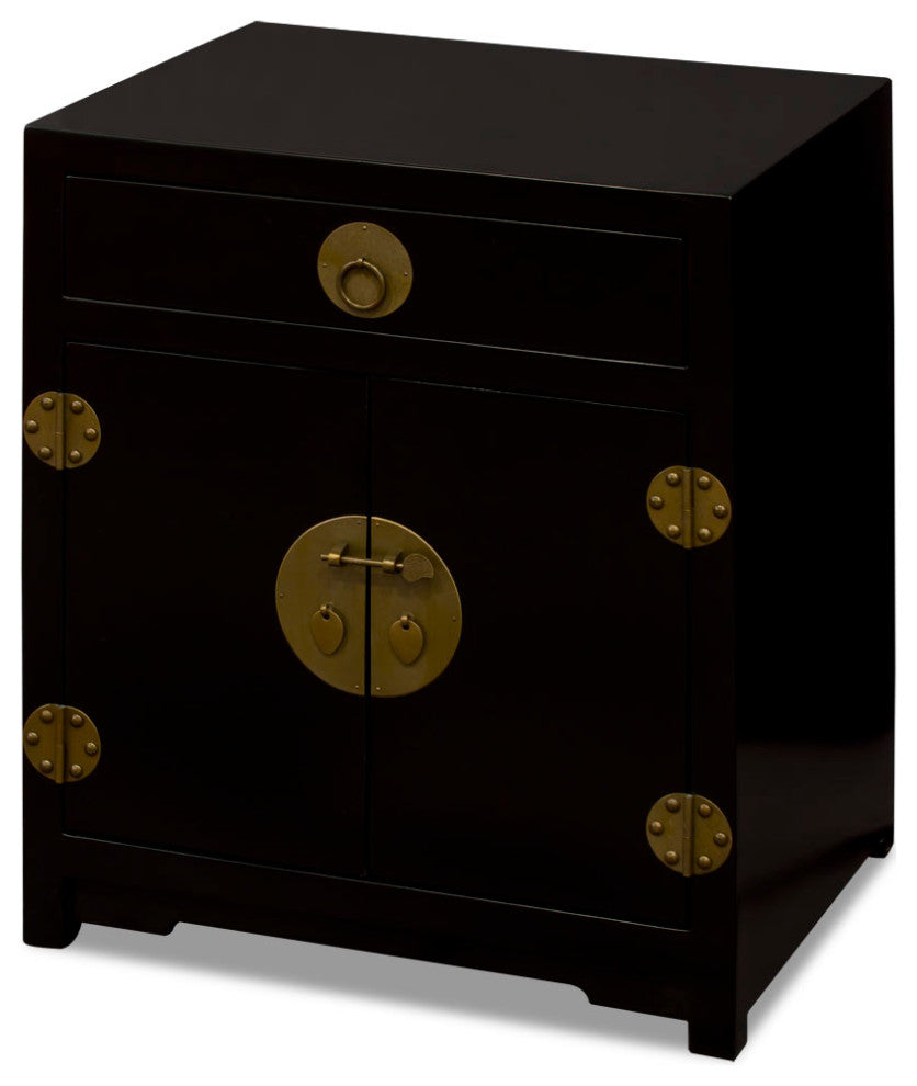 Matte Black Elmwood Chinese Ming Cabinet