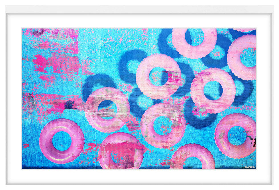 "Pink Inflatables" Framed Painting Print, 24"x16"