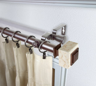 Aubree 1" Diameter Double Curtain Rod, Bronze, 160-240"