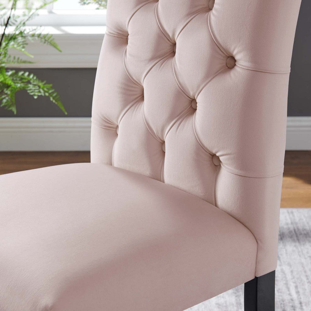 Side Dining Chair, Set of 2, Pink, Velvet, Modern, Cafe Bistro Hospitality