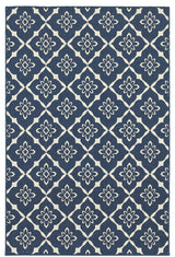 Oriental Weavers Meridian Navy/Ivory Lattice Indoor/Outdoor Rug 6'7"X9'6"