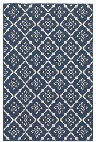 Oriental Weavers Meridian Navy/Ivory Lattice Indoor/Outdoor Rug 6'7"X9'6"