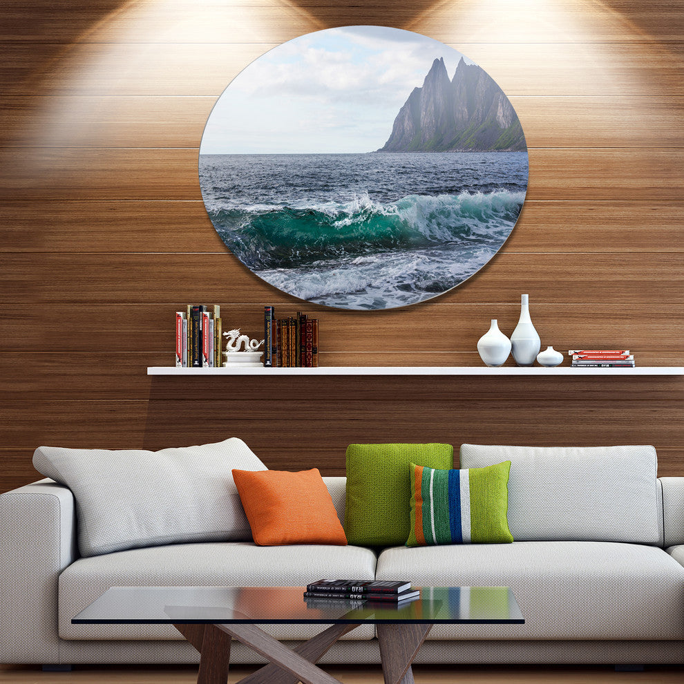 Beautiful Lofoten Island Norway, Seashore Round Wall Art, 11"