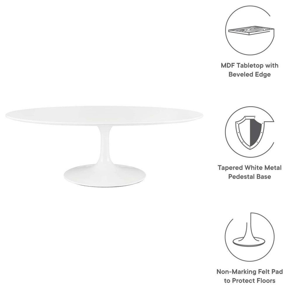 Lippa 48" Oval-Shaped Wood Top Coffee Table, White