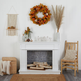 30" Autumn Pumpkin and Maple Leaf Artificial Fall Wreath