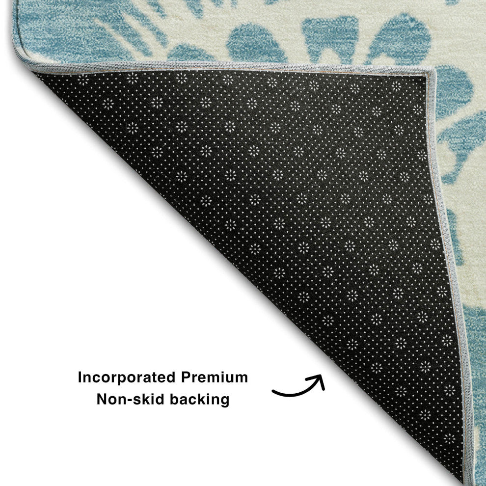 Premium Machine Washable Mayfield AMF551 Denim 1'8" x 2'6" Rug
