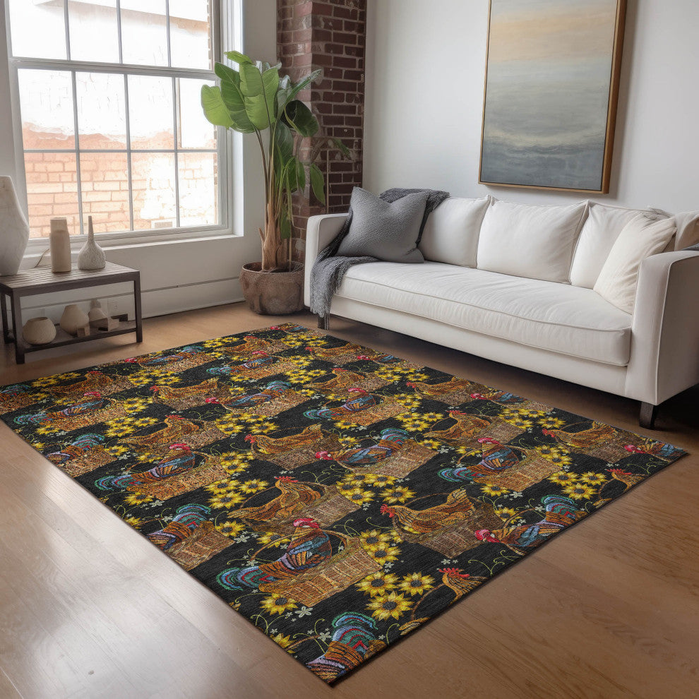 Addison Premium Washable Mayfield AMF157 black 2'6" x 3'10" Rug
