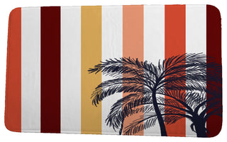 Cuban Flare Thin Stripe Palm Stripe Print Bath Mat, Gold, 17"x24"