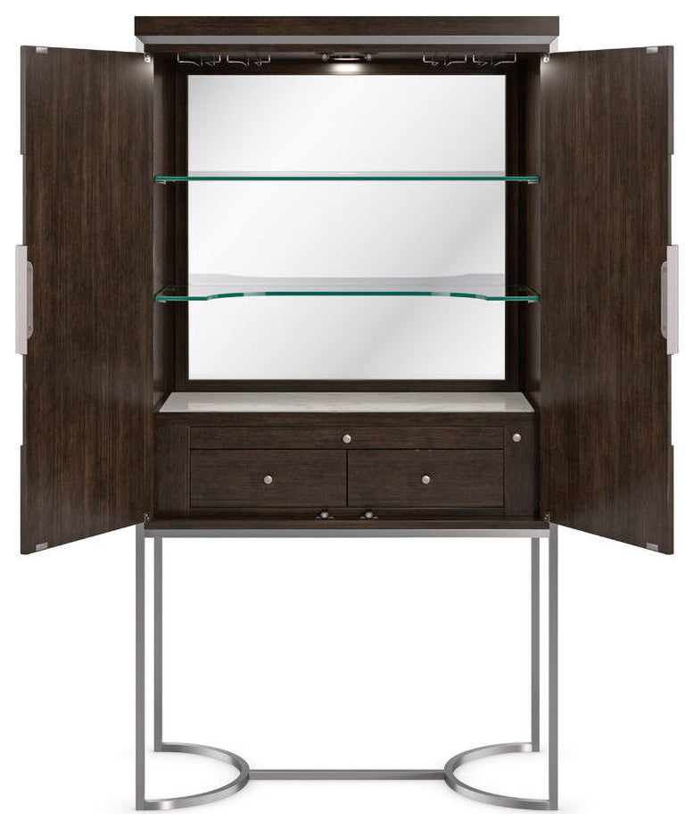 Smoked Modern Bar Cabinet