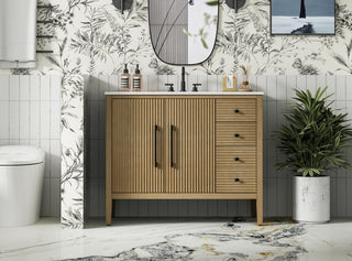 Home Living 42" Single Bathroom Vanity, Linen Oak