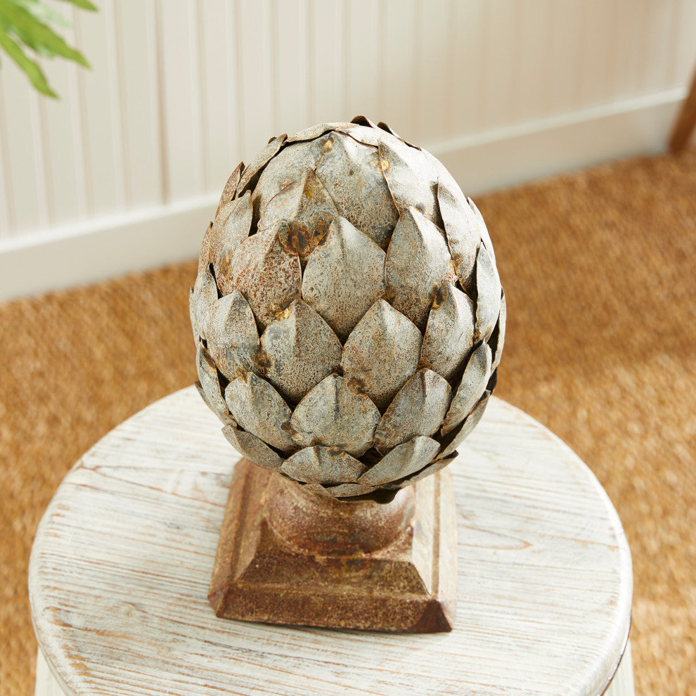 Weathered Metal Artichoke Finial Small