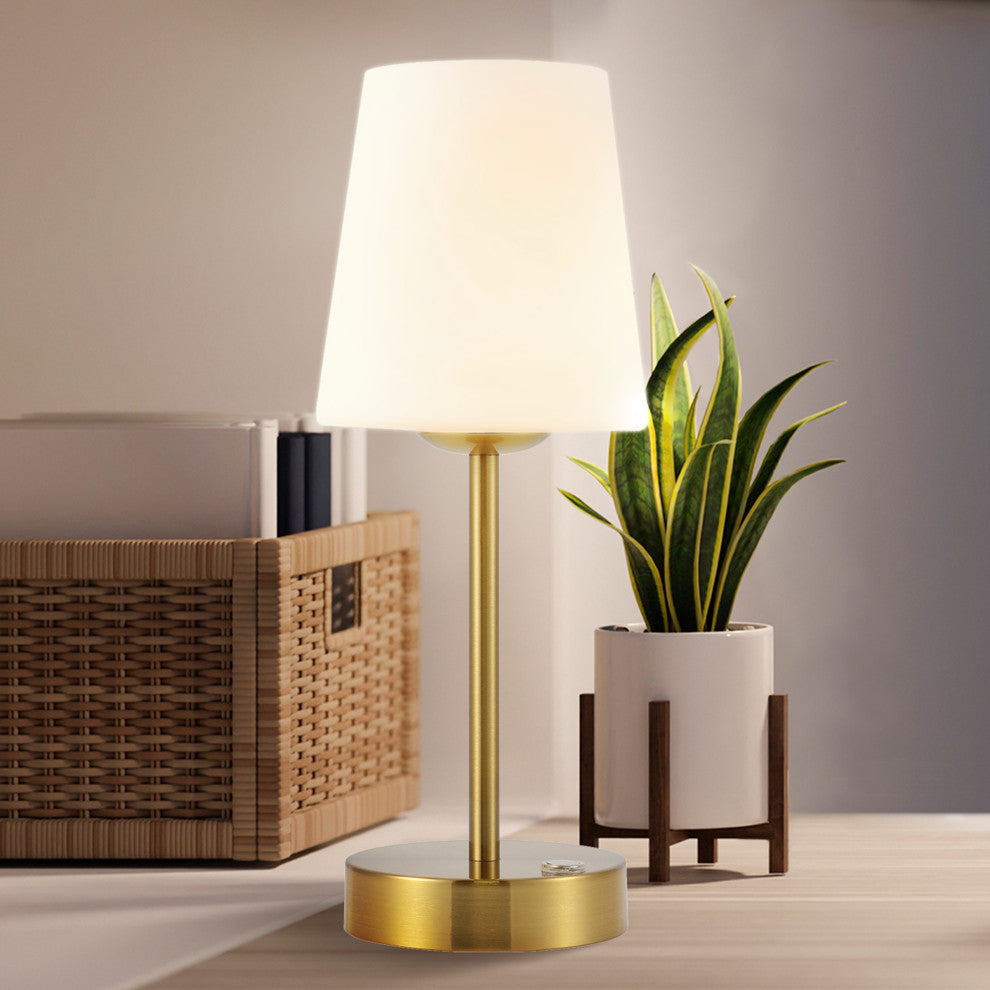 12.75" Modern Minimalist Iron Rechargeable Integrated LED Table Lamp