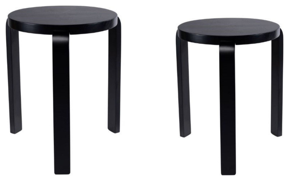 Mateo Round Backless Stacking Stools, Set of 2, Black
