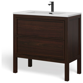 The Shiloh Bathroom Vanity, Dark Walnut, 36", Single Sink, Freestanding