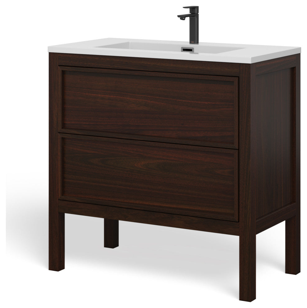 The Shiloh Bathroom Vanity, Dark Walnut, 36", Single Sink, Freestanding