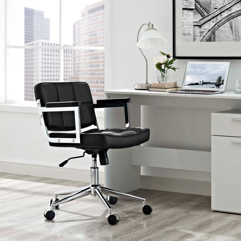 Black Portray Mid Back Upholstered Vinyl Office Chair