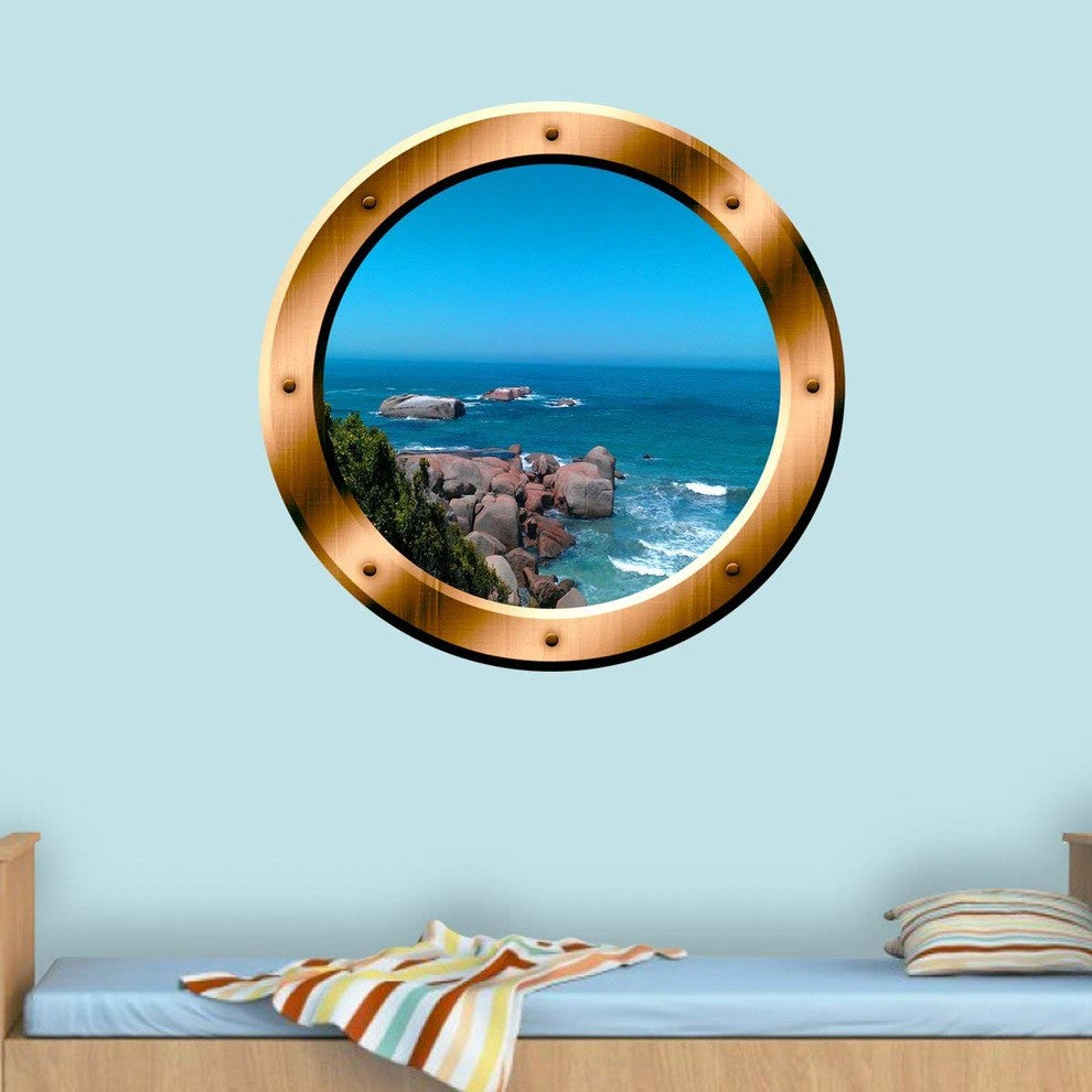 VWAQ 3D Ocean View Wall Decal, 20" Diameter