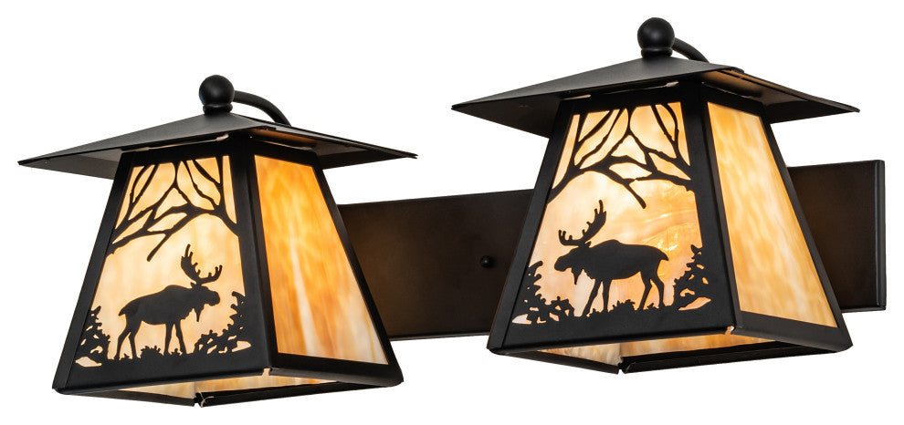 24 Wide Moose at Dawn 2 Light Wall Sconce