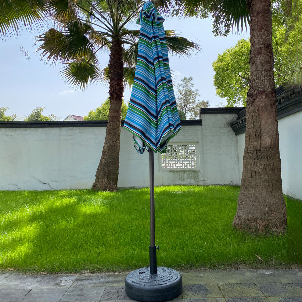9' Outdoor Patio Steel Market Umbrella With Push Button Tilt and Crank, Green