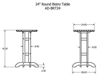 24" Diameter Bar Dining Table, Whitewash