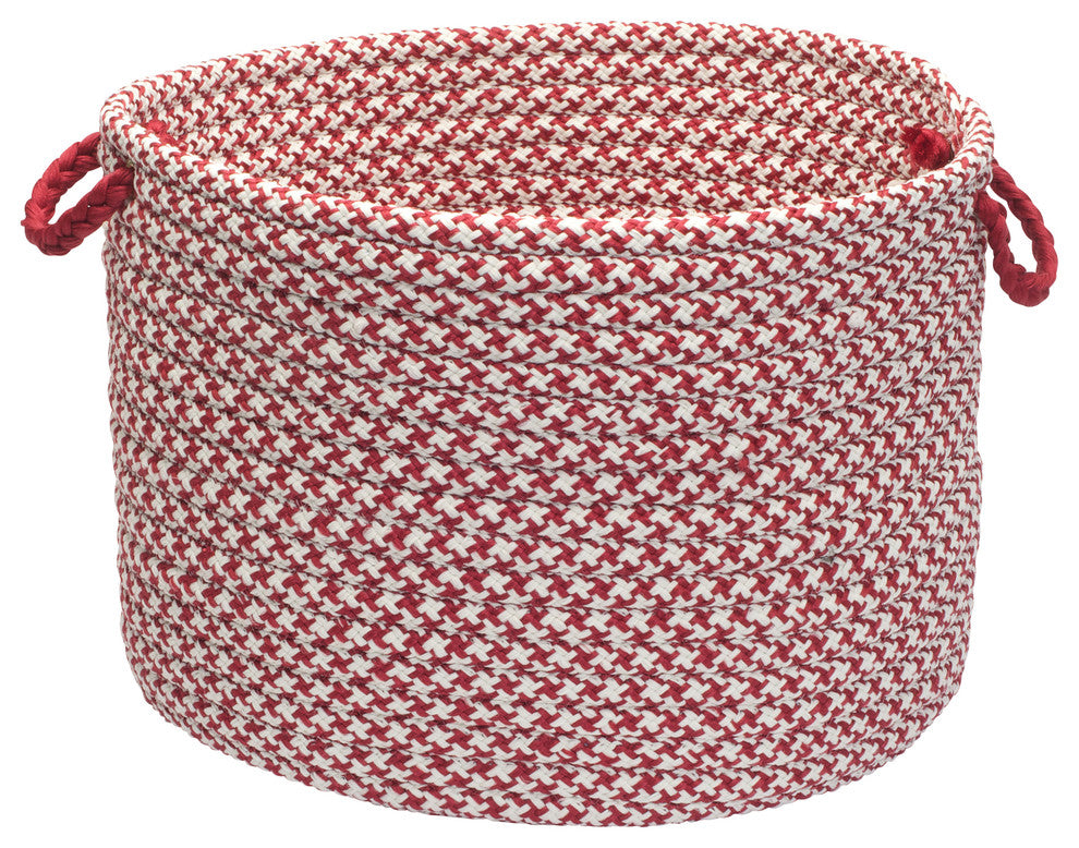 Outdoor Houndstooth Tweed, Sangria Utility Basket, 14"X10"