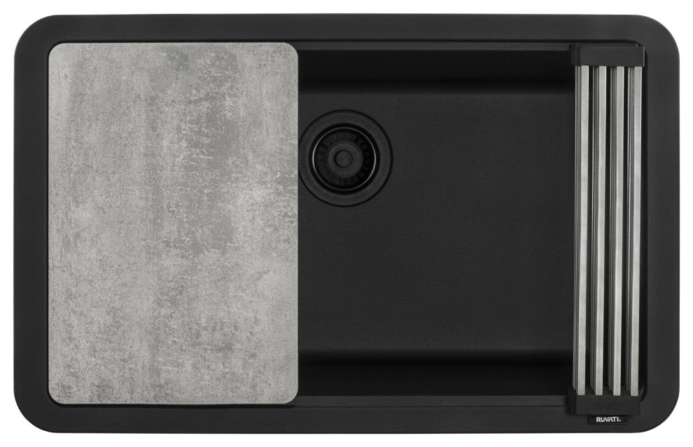 Ruvati RVG2310BK 30" Granite Composite Workstation Dual Mount Kitchen Sink