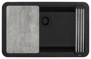 Ruvati RVG2310BK 30" Granite Composite Workstation Dual Mount Kitchen Sink