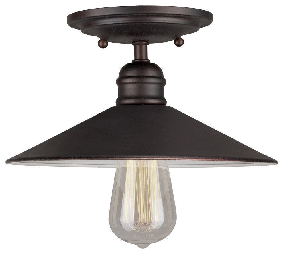 1 Light Semi Flush Mount, Antique Bronze