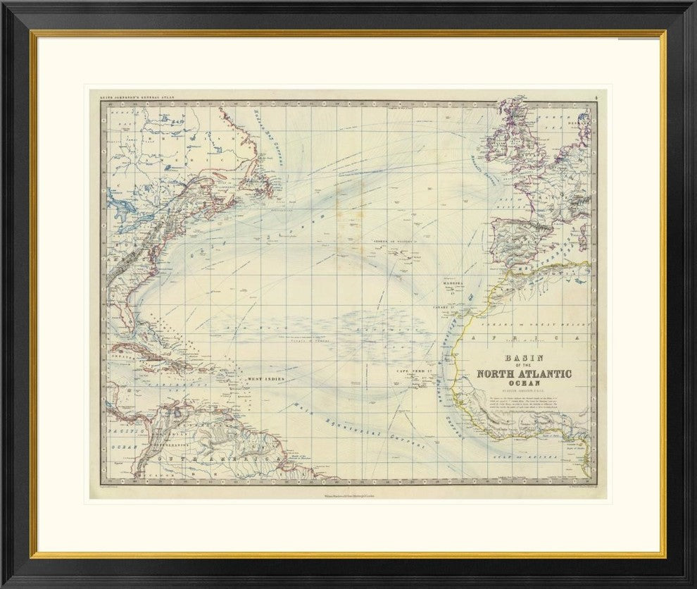 "North Atlantic Ocean, 1861"  by Alexander Keith Johnston, 40x34"