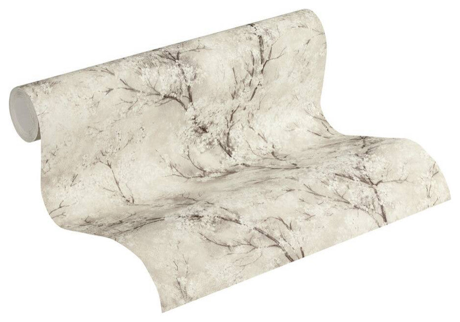 Sample, Floral Textured Wallpaper Featuring Tree Branches And Leaves, 374202