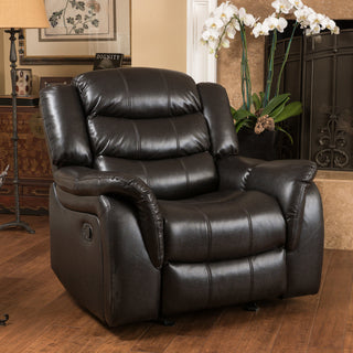 GDF Studio Hayvenhurst Black Leather Recliner/Glider Chair