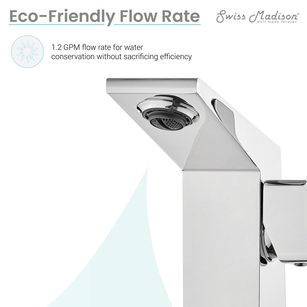 Carre Single Hole Single Handle Bathroom Faucet, Chrome