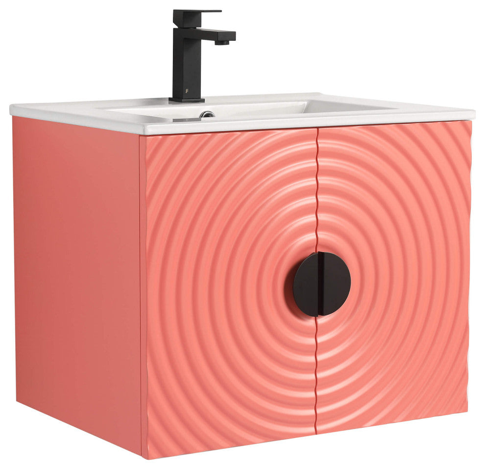 Pellabay Bath Vanity, Fluted Circular Doors Sink Included