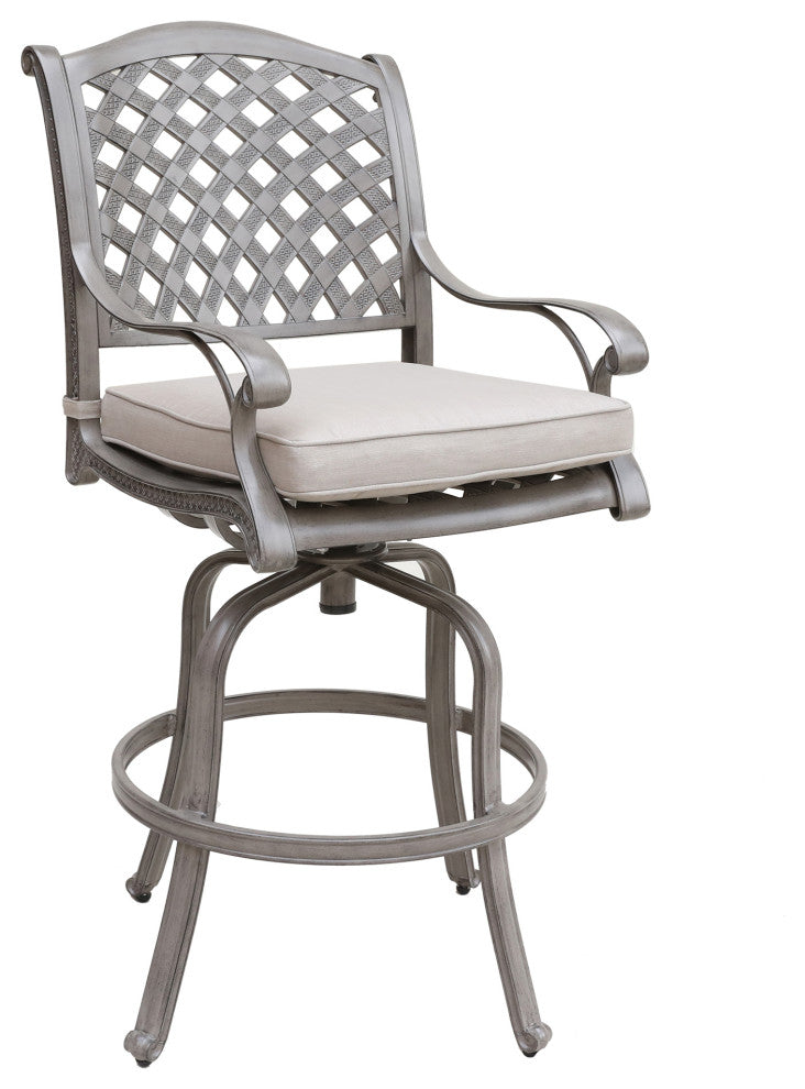 Carlsbad Cast Aluminum 5-Piece Bar Set, Heritage Grey/Sand Dollar