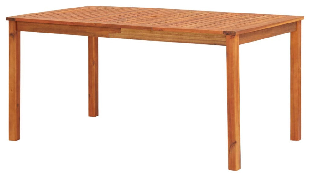 vidaXL Solid Acacia Wood Patio Table with Umbrella Hole 59" Garden Dining