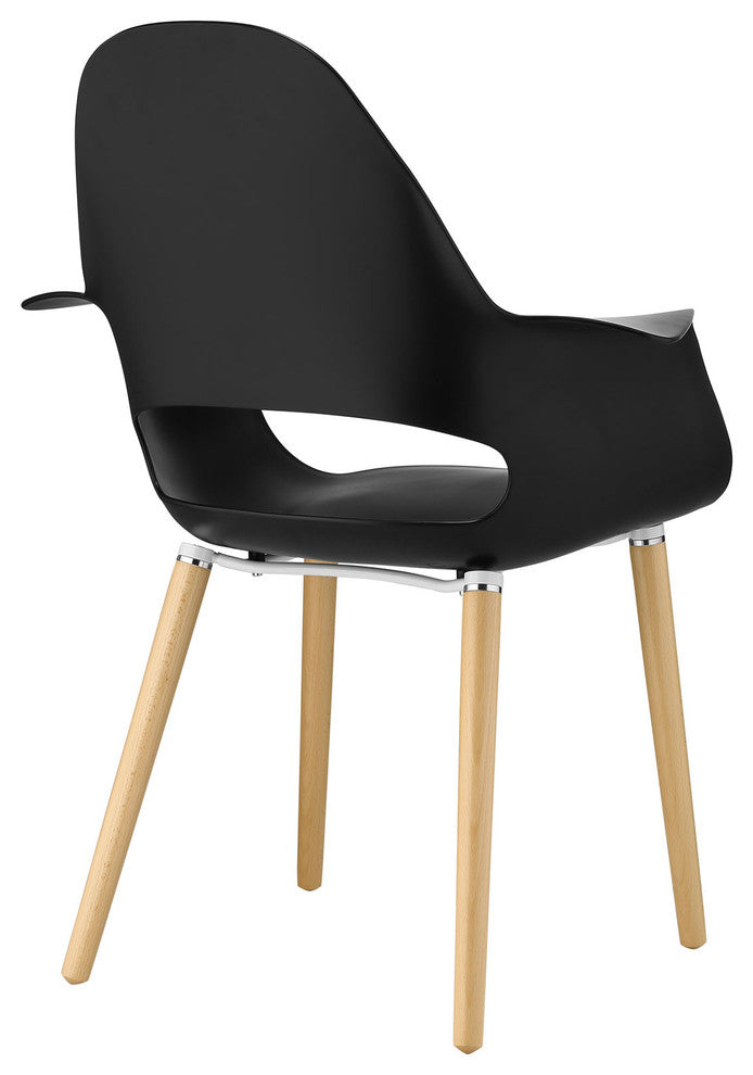Modern Contemporary Dining Armchair, Black Plastic