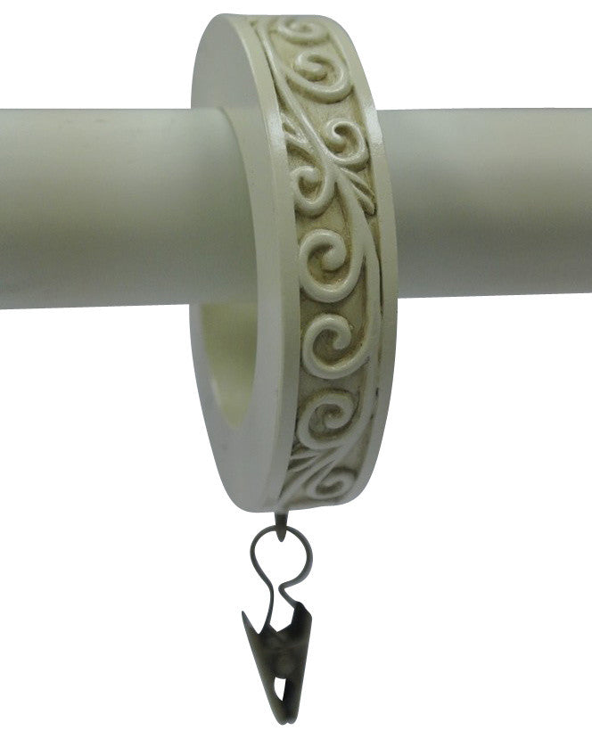 1 3/4" Scroll Designer Curtain Rings, Ivory, Set of 7