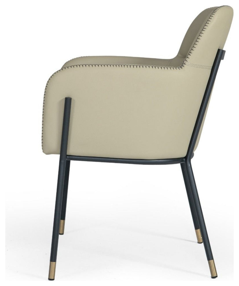 Modrest Brady Modern Black Metal/Greige Vegan Leather Dining Chair