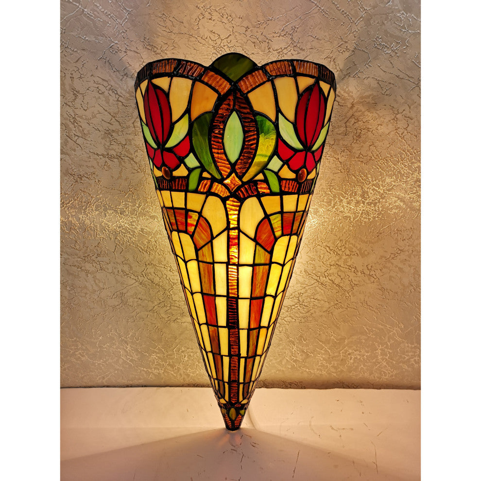 Tiffany Style 2 Light Vintage Wall Lamp 20" Tall