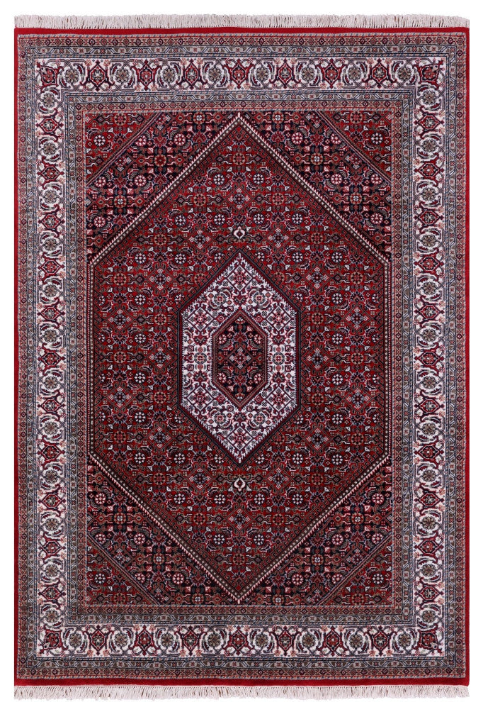 4' 8" X 6' 8" Fine Persian Bijar Wool and Silk Rug Q6725