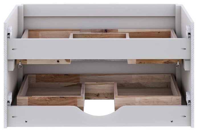 Fresca Formosa Modern 82" Rustic White Wall Hung Double Sink Bathroom Cabinet