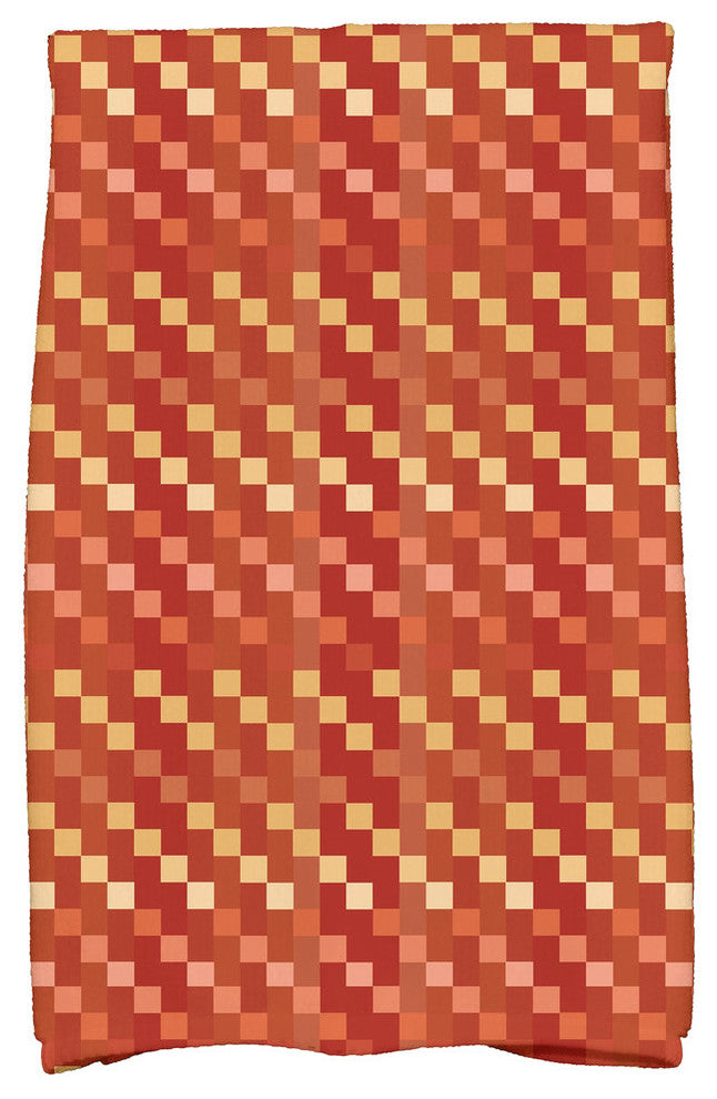 Mad for Plaid Geometric Print Kitchen Towel, Rust