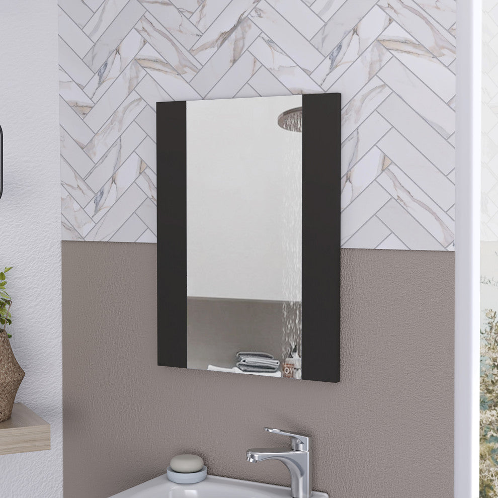 Praia Rectangular Mirror, Black