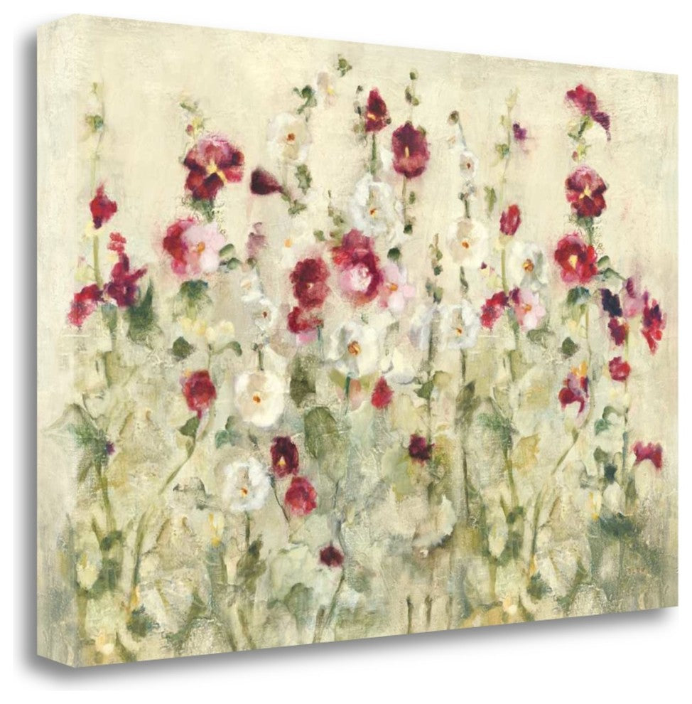 "Hollyhocks Row Cool" By Cheri Blum, Giclee Print on Gallery Wrap Canvas