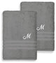 Denzi Bath Towels With Monogrammed Letter, Set of 2, M