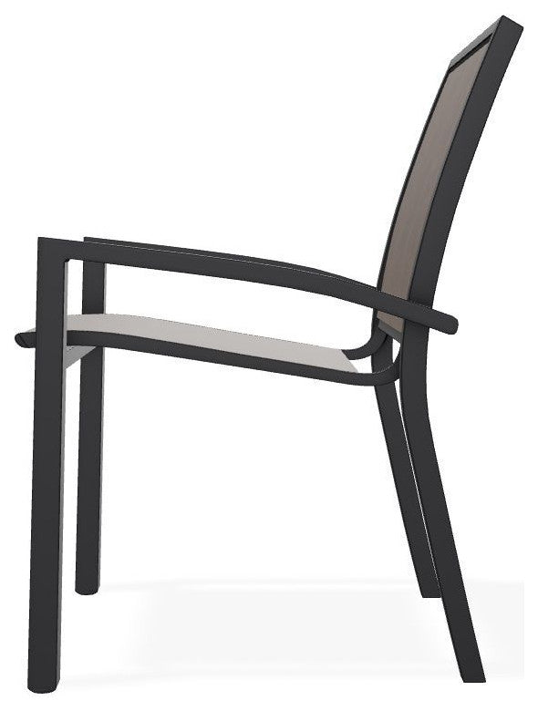 Kendall Sling Stackable Outdoor Dining Chair, Mocha/Black