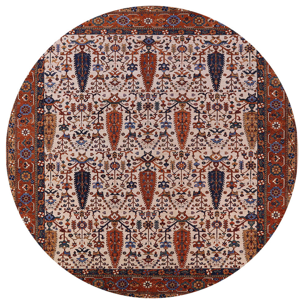 Ahgly Company Indoor Round Mid-Century Modern Area Rugs, 7' Round