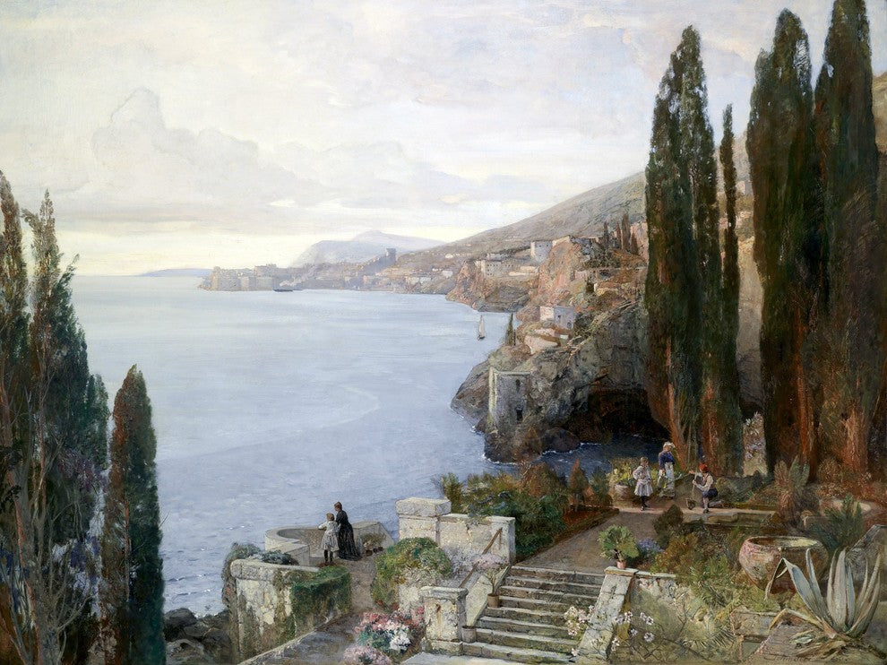 Tile Mural View Of Sea Garden By Emil Jakob, 6"x8", Glossy