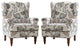 Wooden Upholstered Armchair, Set of 2, Green